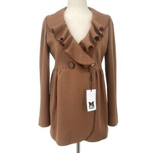 Missoni Wool Babydoll Jacket 6 Brown Waterfall Flounce Ruffle Office Buisness